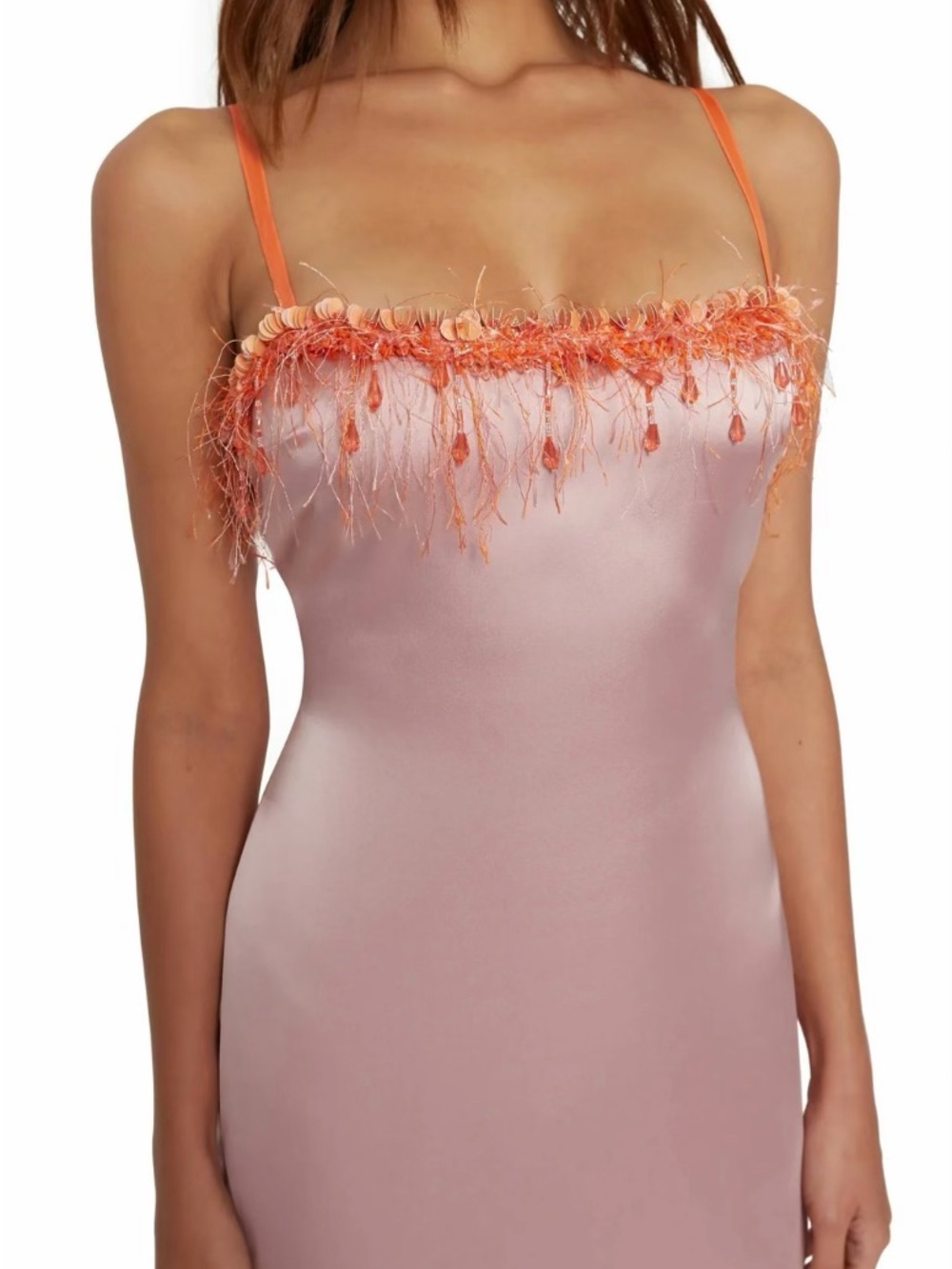 Danielle Guizio Satin Beaded Mini Dress